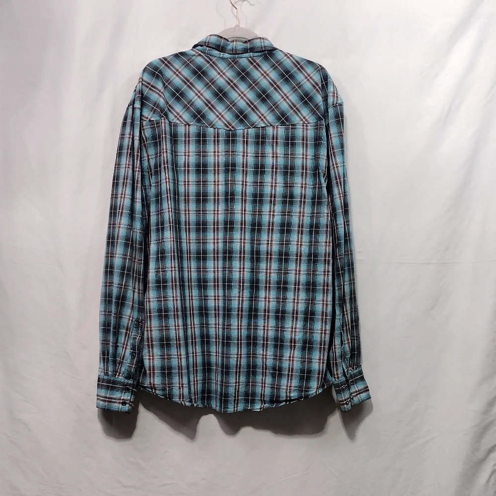 Cinch Plaid Western Shirt Men's XL Green Black Pearl Buttons Rodeo Cowboy Retro